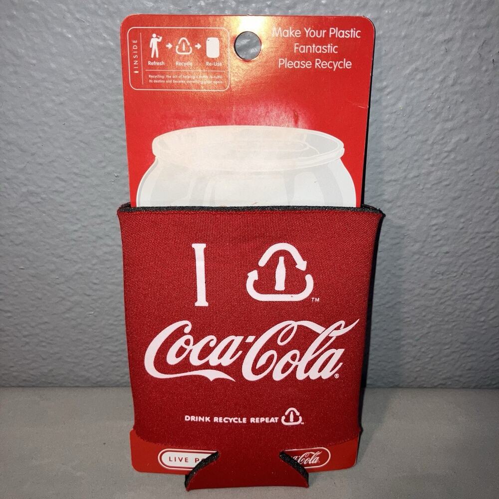 Collectible New Coca-Cola Coke Can Koozy Peace Love Recycle Classic Insulator
